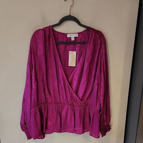 Elegant Pink Wrap Blouse Michael Kors 3X NWT - Picture 1 of 5